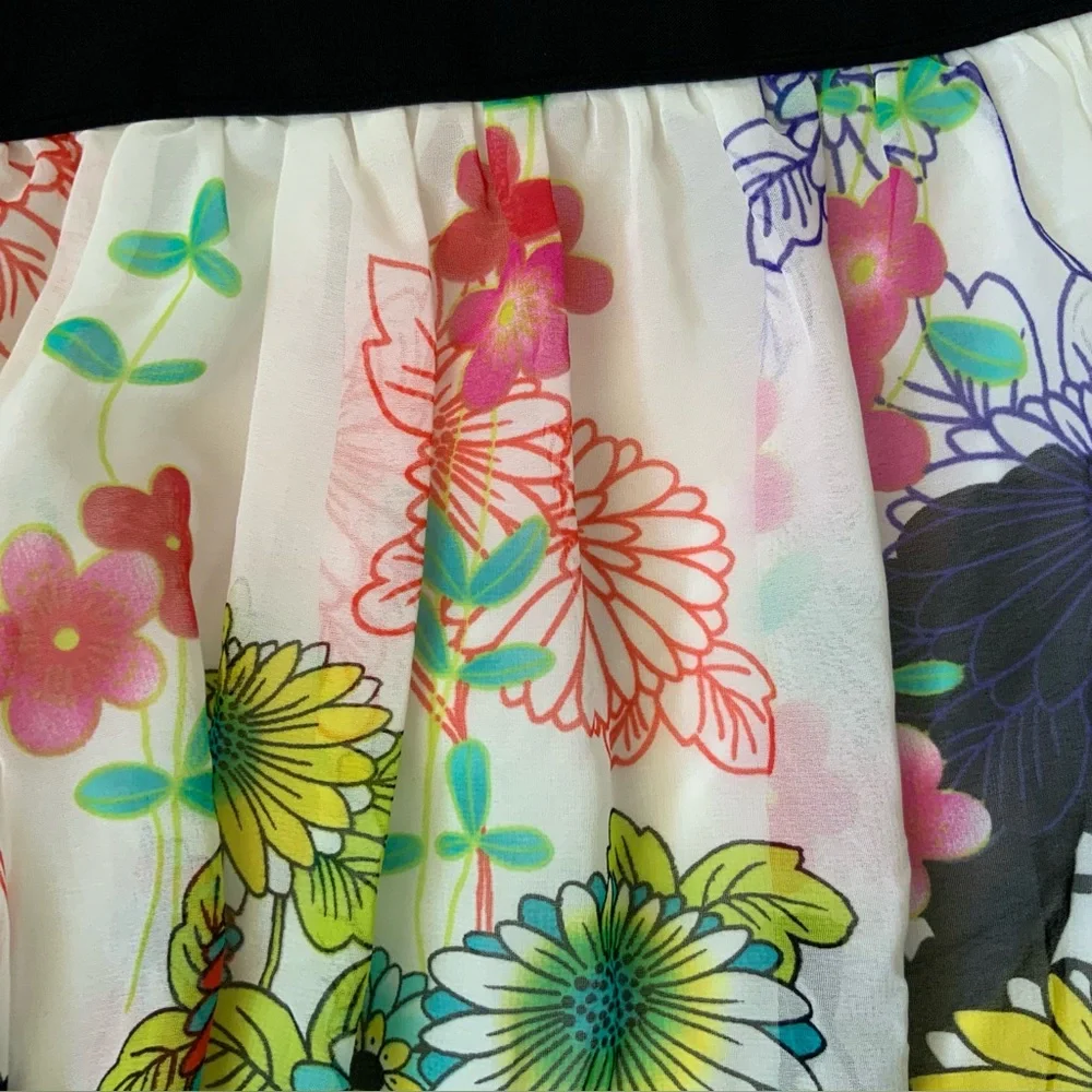 Vintage FOREVER 21 Floral Strapless Mini Dress Y2K Empire Waist Multicolor Small